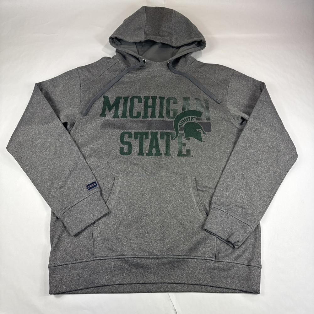 Michigan State Spartans Hoodie Mens L Gray Jansport Pullover Sweatshirt Sweater